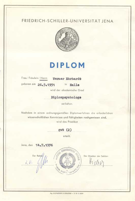 Diplomurkunde Diplom-Psychologe