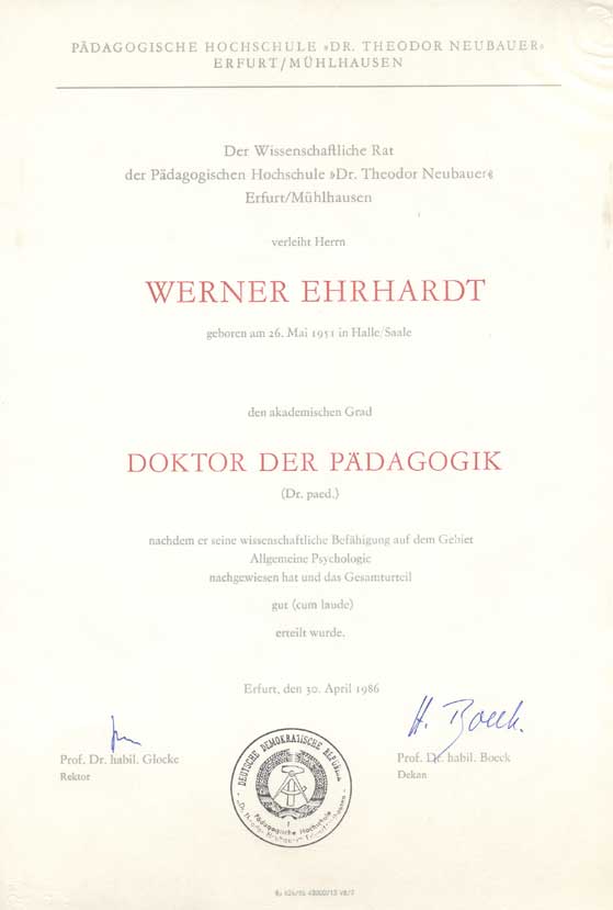 Akademischer Grad Doktor der Pädagogik