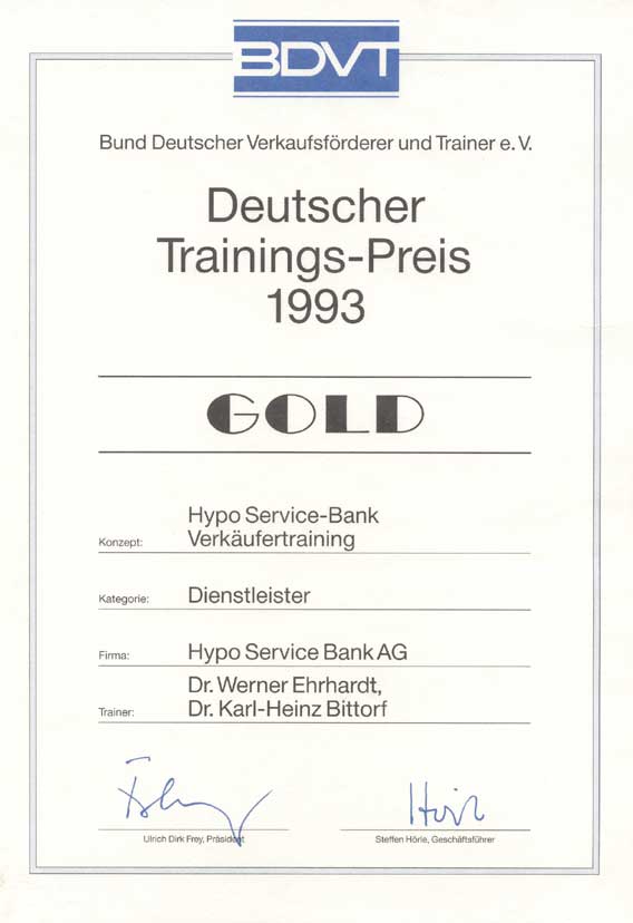 BDVT Goldener Trainingspreis
